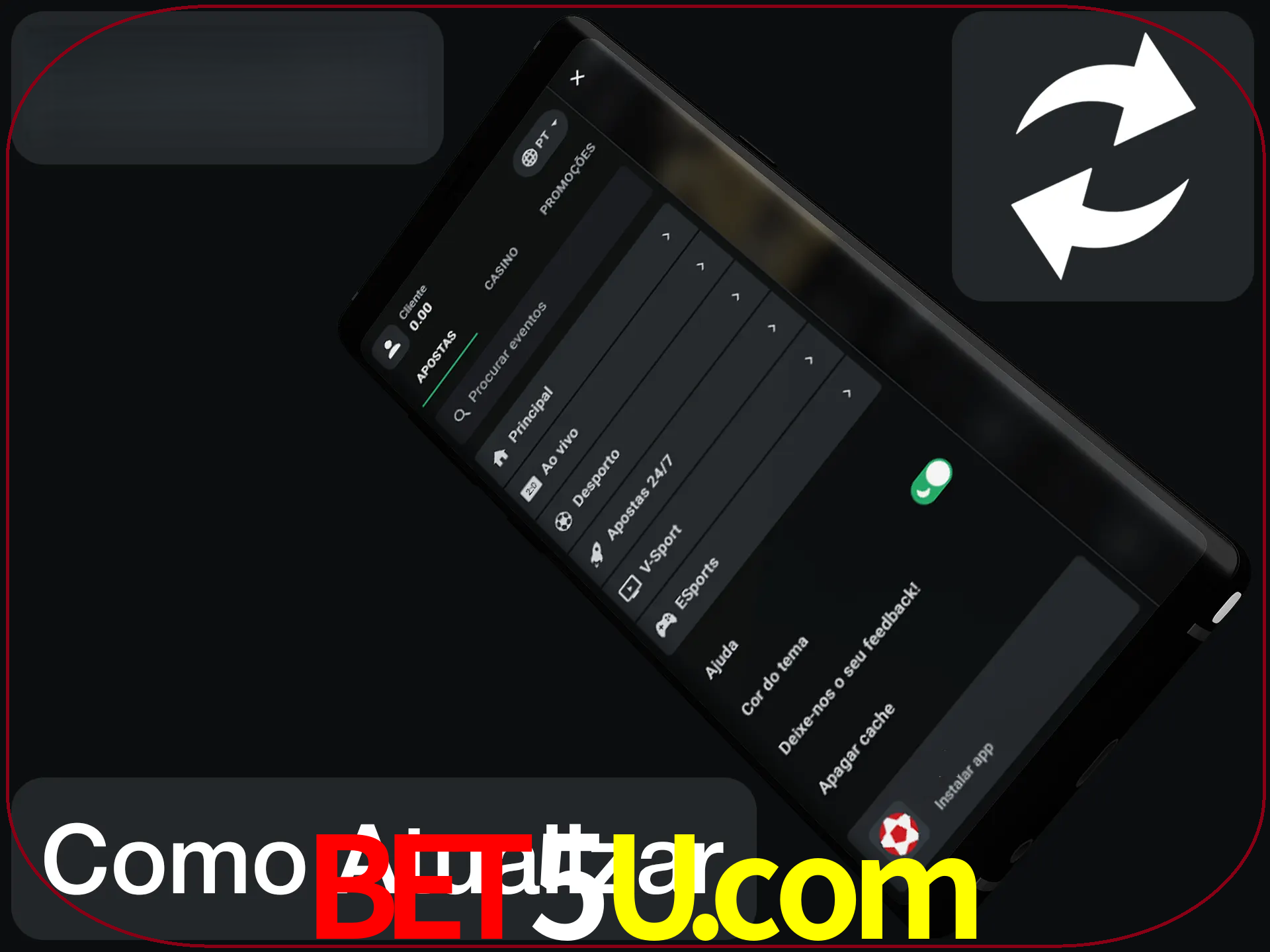 O aplicativo é atualizado automaticamente quando você faz o login.