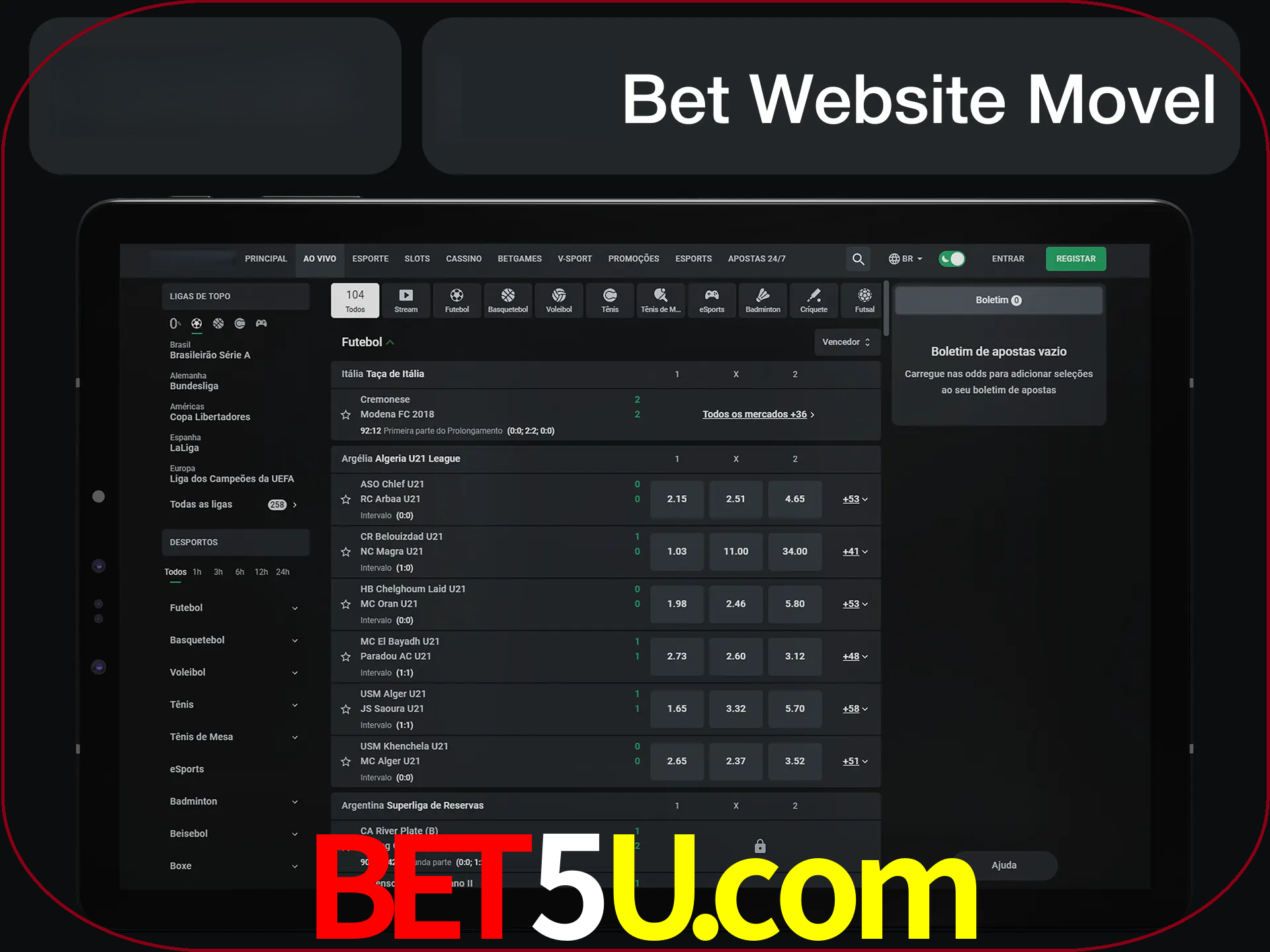 Use nosso website em qualquer dispositivo.